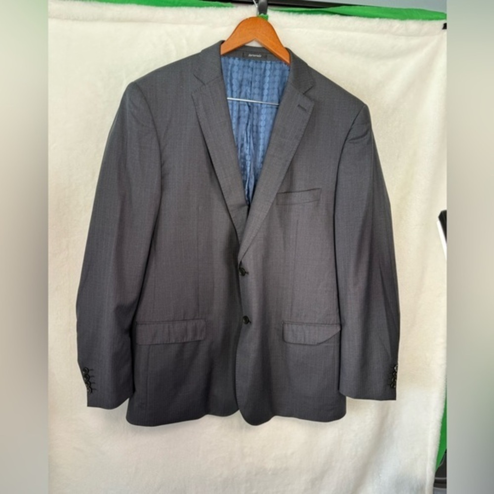 Enzo Tovare Wool Blazer 46 L Charcoal Gray 2 Button Jacket Italy Super 150’s
